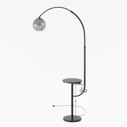 Modern Arc Floor Lamp with Shelf & Wireless Charger & USB Charging Port - thumbnail 8