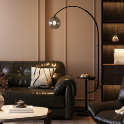 Modern Arc Floor Lamp with Shelf & Wireless Charger & USB Charging Port - thumbnail 2