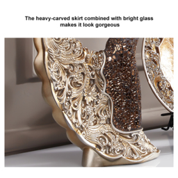 3PCS Vintage Gold Figure Statue Sculpture Set Romantic Shell Dancer Desktop Decor - thumbnail 8