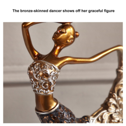 3PCS Vintage Gold Figure Statue Sculpture Set Romantic Shell Dancer Desktop Decor - thumbnail 6
