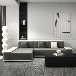 Doart 2850mm Cotton & Linen 4-Seater Modern Corner Modular Sectional Sofa L-Shaped - thumbnail 2