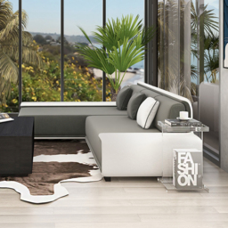 Doart 2850mm Cotton & Linen 4-Seater Modern Corner Modular Sectional Sofa L-Shaped - thumbnail 4