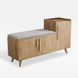 Shoe Storage Entryway Bench with Right-Side Cabinet Engineered Wood Shoe Rack in Walnut (120 cm) - thumbnail 7