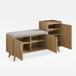 Shoe Storage Entryway Bench with Right-Side Cabinet Engineered Wood Shoe Rack in Walnut (120 cm) - thumbnail 8