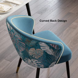 Set of 4 Modern Velvet Dining Chairs Upholstered Blue Dining Room Chairs with Arm - thumbnail 6