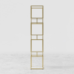 4-Tier Modern Simple Gold Cube Bookcase with Metal Tower Display Tall Wooden Bookshelf - thumbnail 9