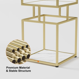 4-Tier Modern Simple Gold Cube Bookcase with Metal Tower Display Tall Wooden Bookshelf - thumbnail 6