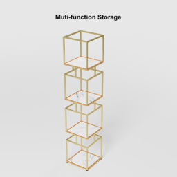4-Tier Modern Simple Gold Cube Bookcase with Metal Tower Display Tall Wooden Bookshelf - thumbnail 7