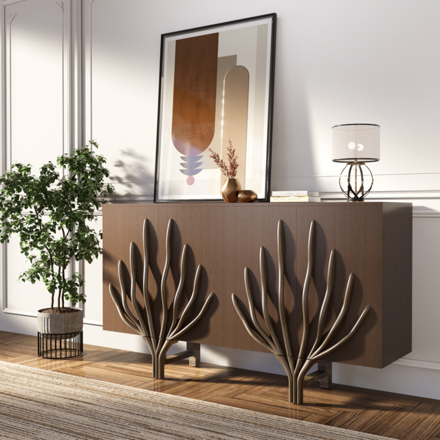 1600mm Sideboard Branch Design Mid Century Modern Buffet with 2 Doors 2 Shelves - image 1