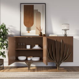 1600mm Sideboard Branch Design Mid Century Modern Buffet with 2 Doors 2 Shelves - thumbnail 3