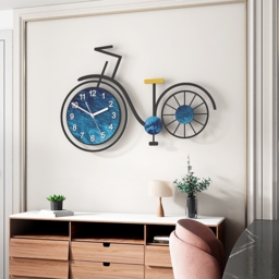 625mm Modern 3D Acrylic Silent Large Bicycle Wall Clock Home Decor Art in Black & Blue - thumbnail 3