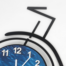 625mm Modern 3D Acrylic Silent Large Bicycle Wall Clock Home Decor Art in Black & Blue - thumbnail 8