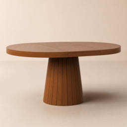 Japandi 100 cm – 140 cm Extendable Round-to-Oval Wood Dining Table–Warm Walnut, Seats 4-6 - thumbnail 9