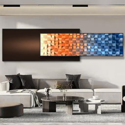 Modern Abstract Gradient Wall Art 3D Geometric Design Wall Decor with Dual-Tone Palette for Living Room - thumbnail 1