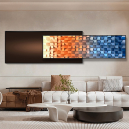 Modern Abstract Gradient Wall Art 3D Geometric Design Wall Decor with Dual-Tone Palette for Living Room - thumbnail 4