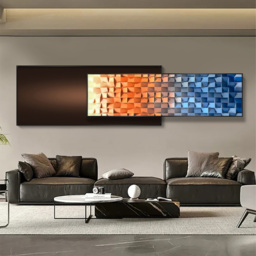 Modern Abstract Gradient Wall Art 3D Geometric Design Wall Decor with Dual-Tone Palette for Living Room - thumbnail 3