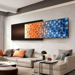 Modern Abstract Gradient Wall Art 3D Geometric Design Wall Decor with Dual-Tone Palette for Living Room - thumbnail 2