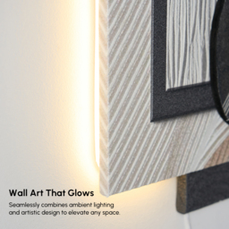 Modern Black & White Wall Art with LED Warm Light & Faux Orchid – 600mm x 490mm - thumbnail 6