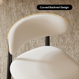 Modern Black Linen Dining Chair with Rubber Wood Legs, 1 Piece - thumbnail 5