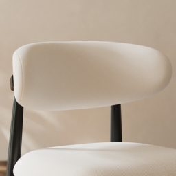 Modern Black Linen Dining Chair with Rubber Wood Legs, 1 Piece - thumbnail 8