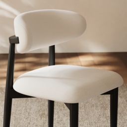 Modern Black Linen Dining Chair with Rubber Wood Legs, 1 Piece - thumbnail 7