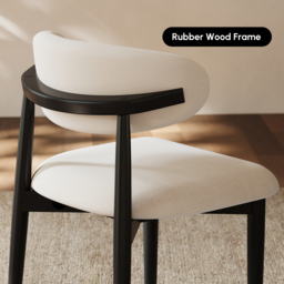 Modern Black Linen Dining Chair with Rubber Wood Legs, 1 Piece - thumbnail 6