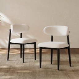 Modern Black Linen Dining Chair with Rubber Wood Legs, 1 Piece - thumbnail 4