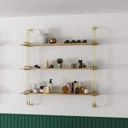 3-Tier Luxury Floating Shelves Wall Shelf in MDF Wall Mounted Shelves - thumbnail 1