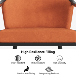 Cranis Bar Height Bar Stool with Arms in Orange Upholstery Velvet - thumbnail 8