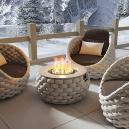 Smokeless Propane Outdoor Fire Pit Table Round Patio Furniture Firepit in Aluminium Alloy (3500 mm High) - thumbnail 4