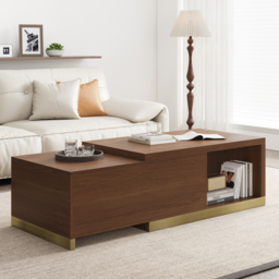 "Mordelle Extendable Up to 70.8"" Rectangle Walnut Coffee Table with 2 Drawers"