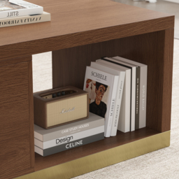 "Mordelle Extendable Up to 70.8"" Rectangle Walnut Coffee Table with 2 Drawers" - thumbnail 7