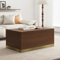"Mordelle Extendable Up to 70.8"" Rectangle Walnut Coffee Table with 2 Drawers" - thumbnail 5