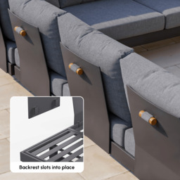 6 PCS Modular L-Shaped Garden Sectional Sofa Set with Covers Modern Yard & Patio Furniture for 6 Person in Dark Grey Cushion & Pillow Included - thumbnail 9