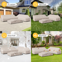 6 PCS Modular L-Shaped Garden Sectional Sofa Set with Covers Modern Yard & Patio Furniture for 6 Person in Dark Grey Cushion & Pillow Included - thumbnail 5