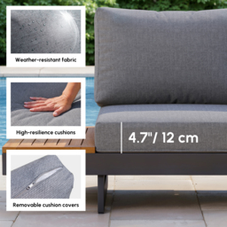 6 PCS Modular L-Shaped Garden Sectional Sofa Set with Covers Modern Yard & Patio Furniture for 6 Person in Dark Grey Cushion & Pillow Included - thumbnail 7