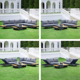6 PCS Modular L-Shaped Garden Sectional Sofa Set with Covers Modern Yard & Patio Furniture for 6 Person in Dark Grey Cushion & Pillow Included - thumbnail 4