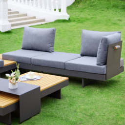 6 PCS Modular L-Shaped Garden Sectional Sofa Set with Covers Modern Yard & Patio Furniture for 6 Person in Dark Grey Cushion & Pillow Included - thumbnail 7