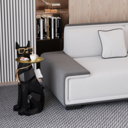 Sculpture Tray End Table Modern Black Side Table with Tissue Storage - thumbnail 2