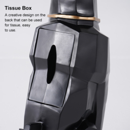 Sculpture Tray End Table Modern Black Side Table with Tissue Storage - thumbnail 9