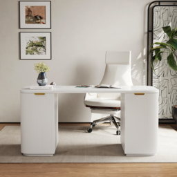 Marble Oval Home Office Desk with 6 Drawers White Executive Writing Desk (1620mm) - thumbnail 3