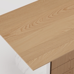 Modern White & Natural Wooden Home Office Desk with Movable File Cabinet Office Furniture (1520mm) - thumbnail 5