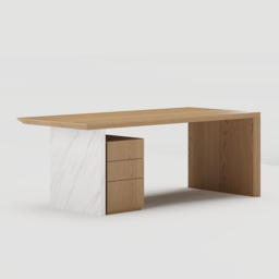 Modern White & Natural Wooden Home Office Desk with Movable File Cabinet Office Furniture (1520mm) - thumbnail 9