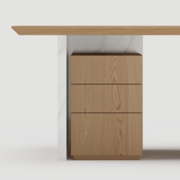 Modern White & Natural Wooden Home Office Desk with Movable File Cabinet Office Furniture (1520mm) - thumbnail 4