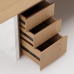Modern White & Natural Wooden Home Office Desk with Movable File Cabinet Office Furniture (1520mm) - thumbnail 6