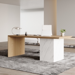 Modern White & Natural Wooden Home Office Desk with Movable File Cabinet Office Furniture (1520mm) - thumbnail 3