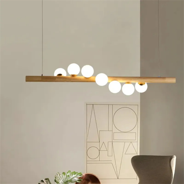 Linearc Modern Linear Pendant Light Glass Globe 7-Light Kitchen Island Light - image 1