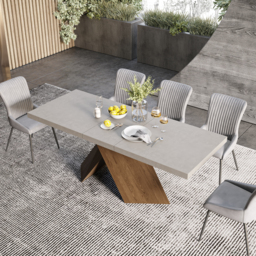 "63""-79"" Rectangle Dining Table Extendable Wood for 8 Person Farmhouse Style Gray Dining Room Table" - thumbnail 1