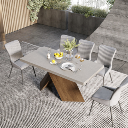 "63""-79"" Rectangle Dining Table Extendable Wood for 8 Person Farmhouse Style Gray Dining Room Table" - thumbnail 2