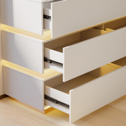 120 cm Modern White 6 Drawer LED Chest of Drawers Bedroom Storage Cabinet - thumbnail 8